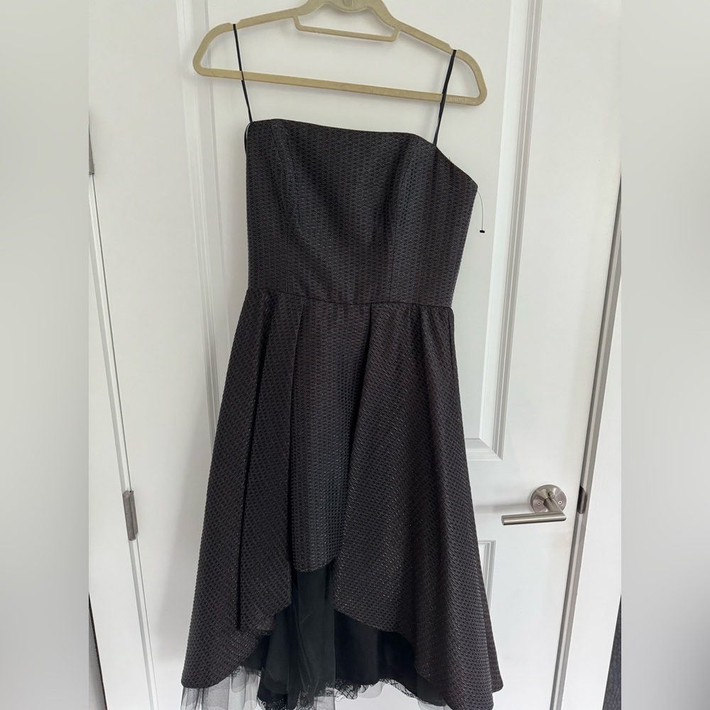 ABS *NEVER WORN** high-low evening dress in gun metal. Size 8